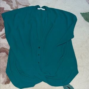 Lush Teal Button Twist Bottom Blouse